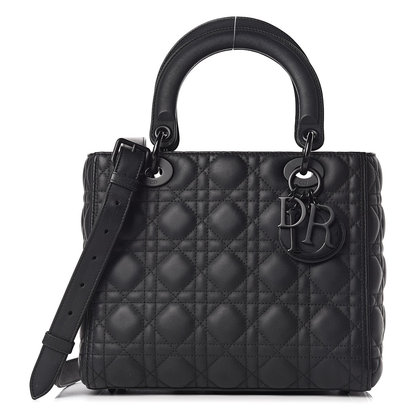 Ultra Matte Calfskin Cannage Medium Lady Dior Black