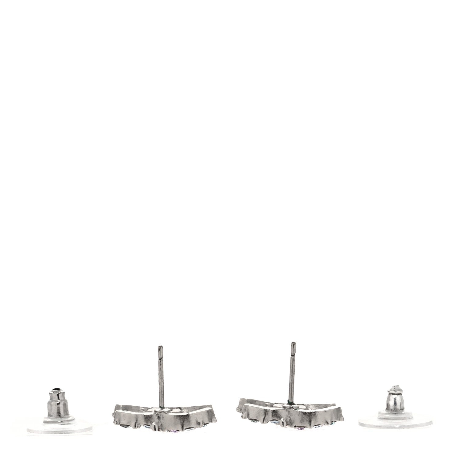 Chanel Crystal CC Earrings Silver Multicolor 3 of 4