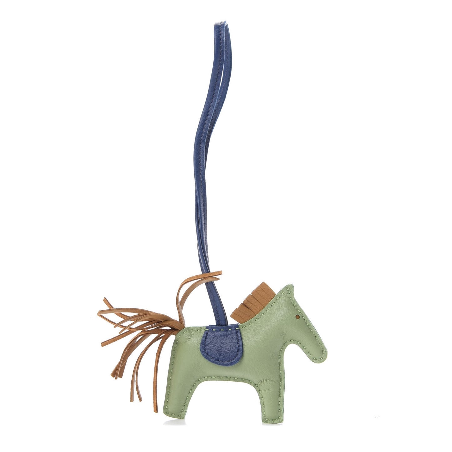 Milo Lambskin Grigri Rodeo Horse Bag Charm PM Vert Criquet Sesame Bleu de Malte