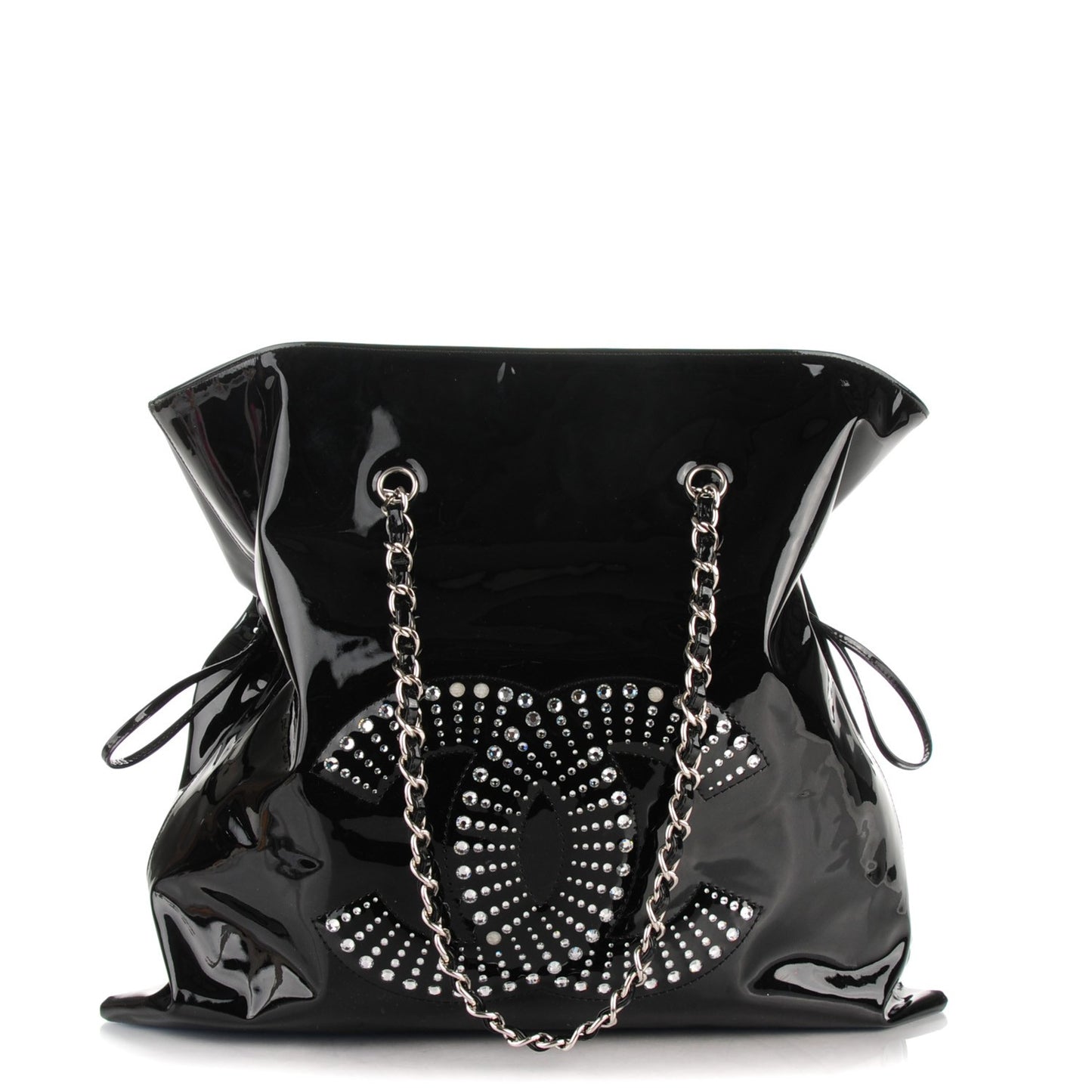 Patent Crystal Strass Bonbons Tote Black