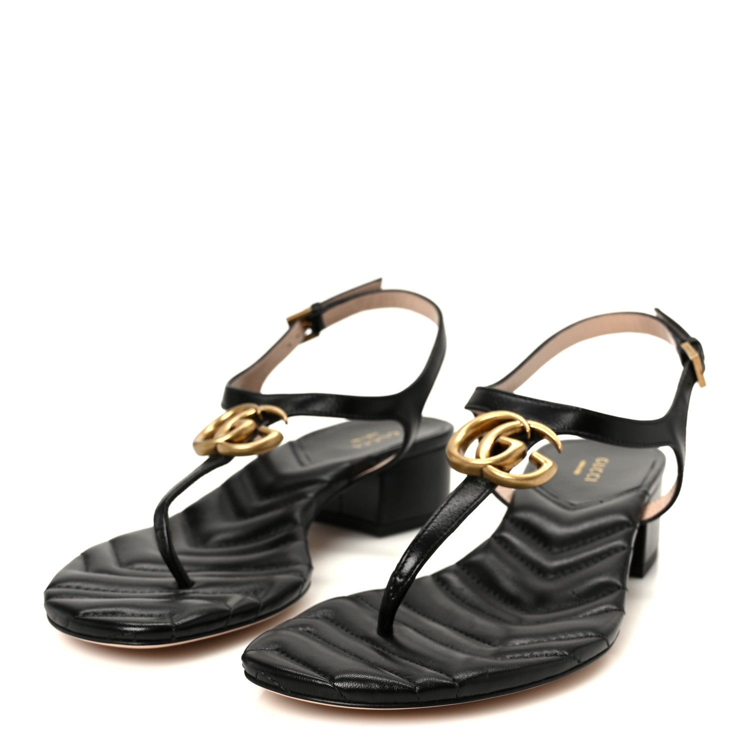 Gucci Nappa Matelasse Double G 35mm Thong Sandals 38.5 Black 4 of 9