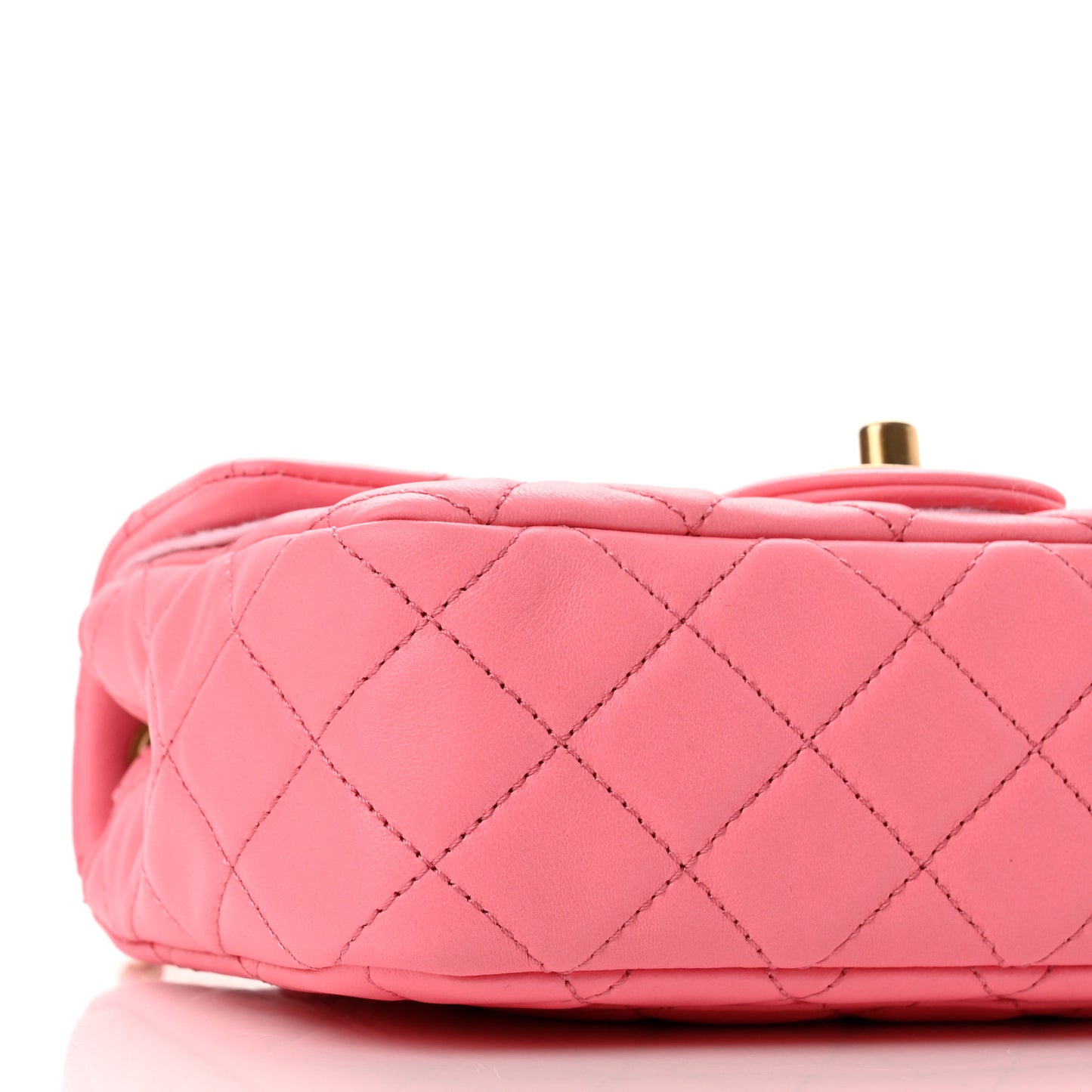 Lambskin Quilted Mini Rectangular Pearl Crush Flap Pink