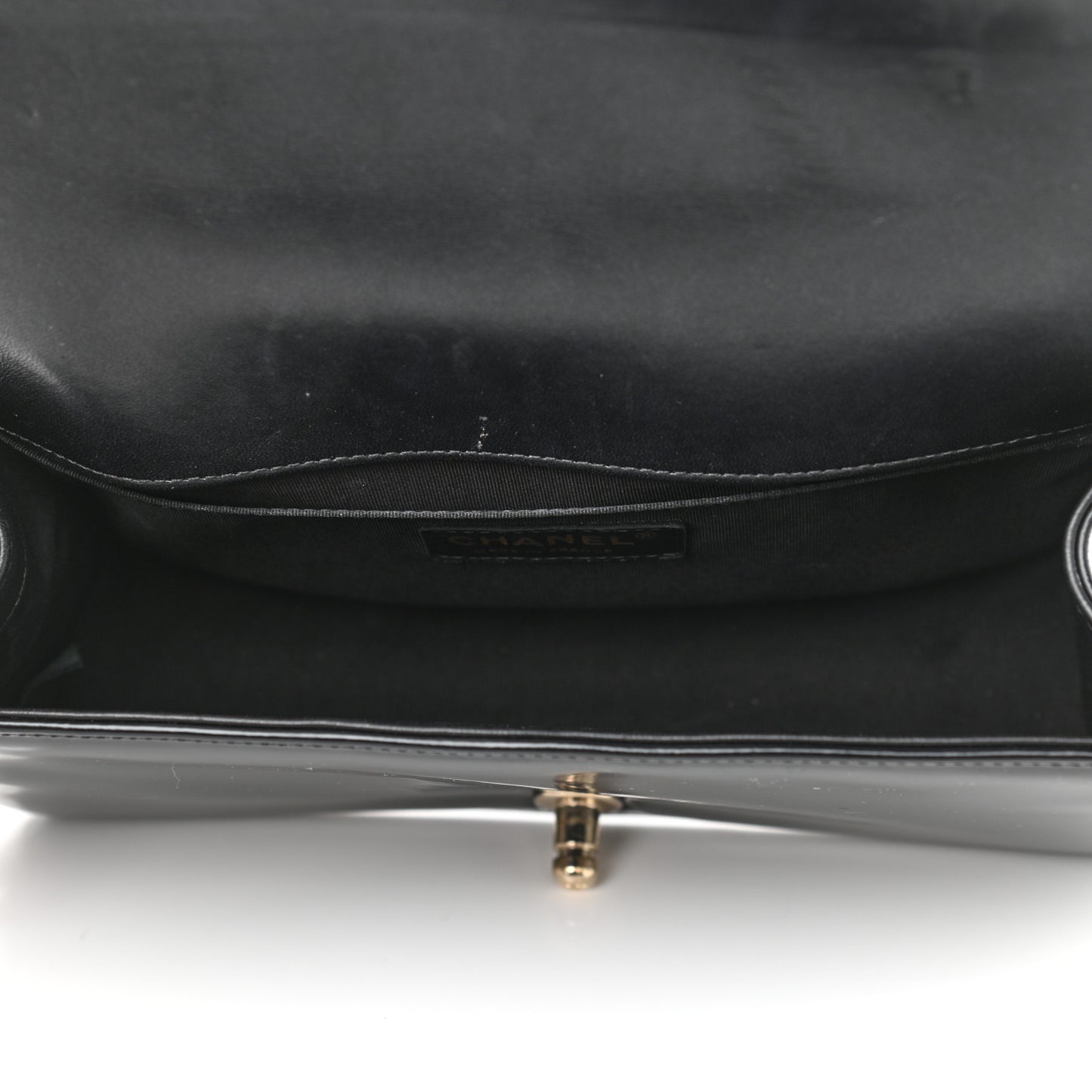 Patent Calfskin Quilted Medium Boy Flap Black