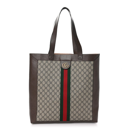 Gucci GG Supreme Monogram Web Large Ophidia Vertical Shopping Tote Brown 1 of 10