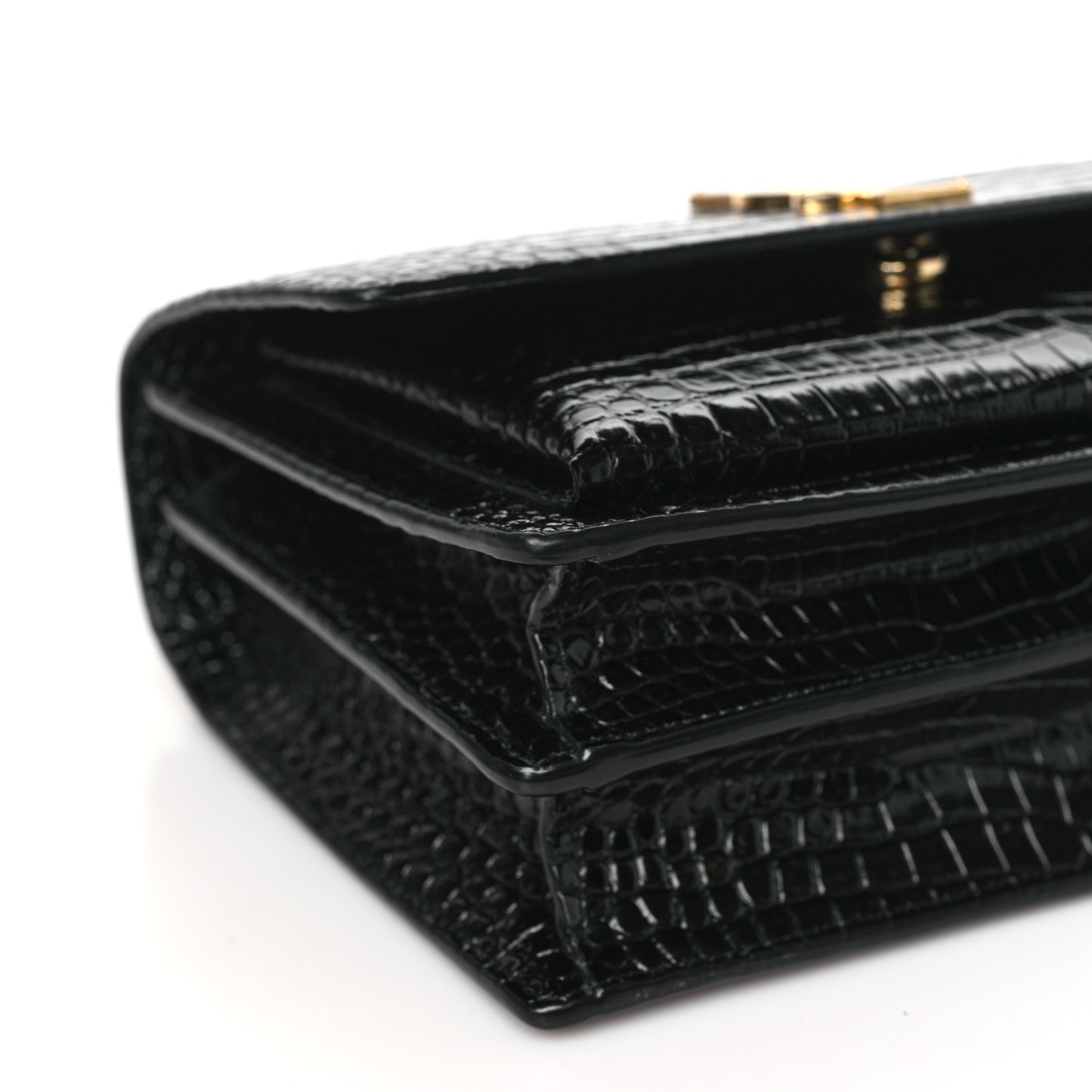 Calfskin Crocodile Embossed Medium Monogram Sunset Black