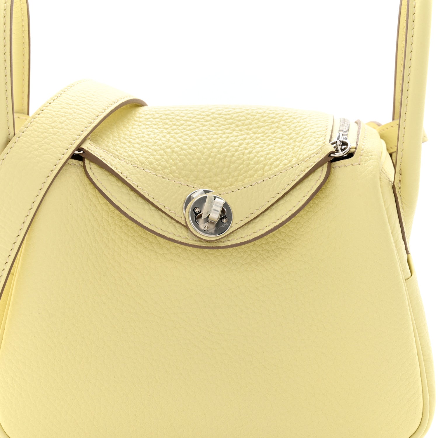 Hermes Taurillon Clemence Verso Mini Lindy 20 Jaune Milton Mushroom 8 of 10