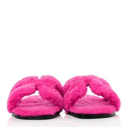 Hermes Woolskin Oran Sandals 36.5 Rose Fuchsia 2 of 4