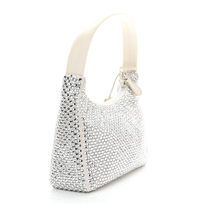 Prada Satin Crystal Mini Re-Edition 2000 Bag White 3 of 11