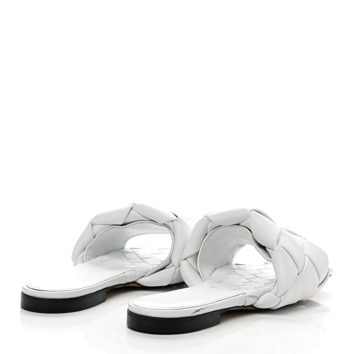 Nappa Maxi Intrecciato Lido Flat Sandals 39 Optic White