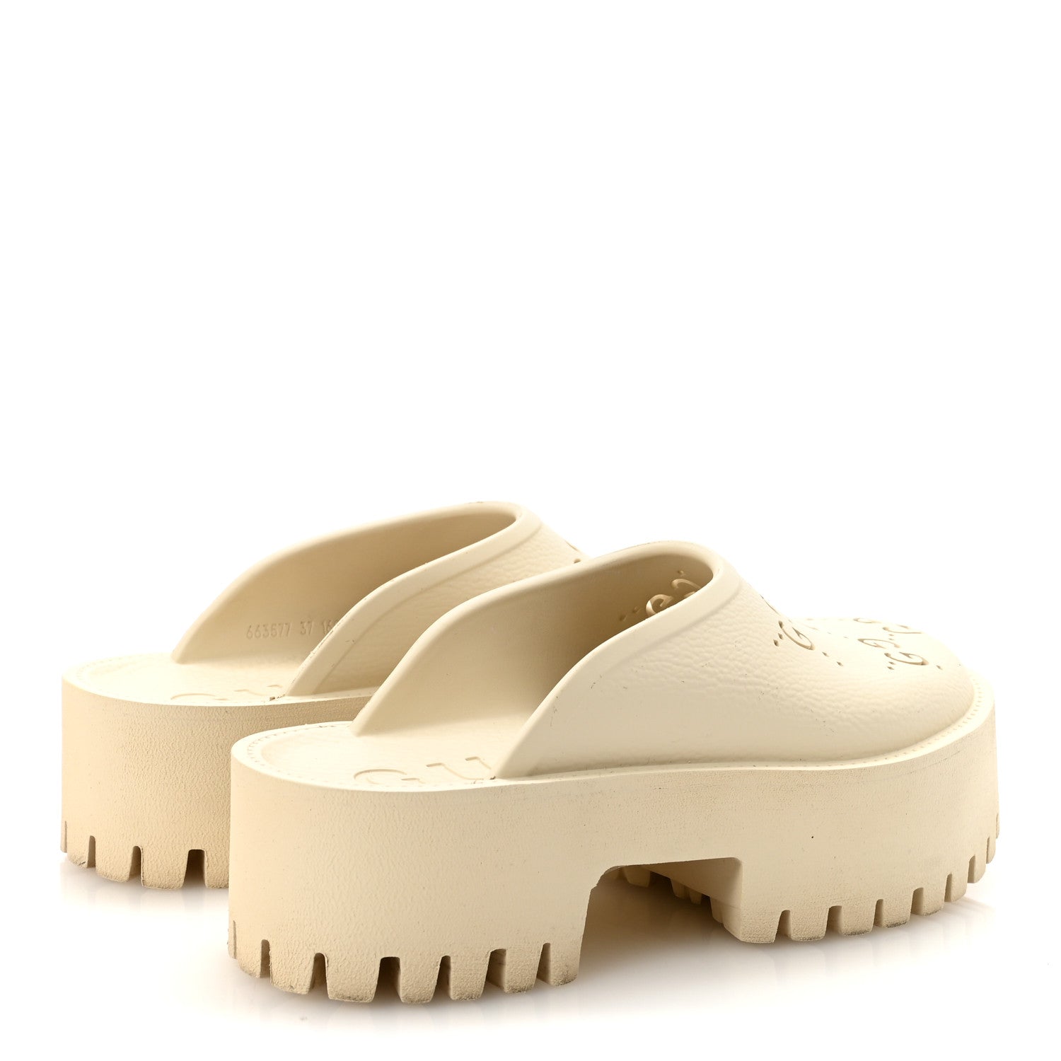 Gucci Rubber Monogram GG Go Through Platform Slide Clogs 37 Mystic White 5 of 10