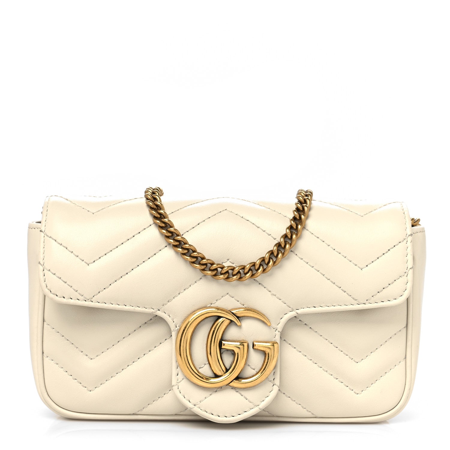 Gucci Calfskin Matelasse Super Mini GG Marmont Shoulder Bag White 1 of 10