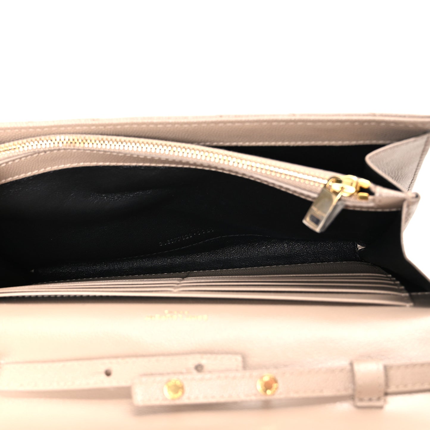 Grain De Poudre Matelasse Chevron Monogram Chain Wallet Dark Beige