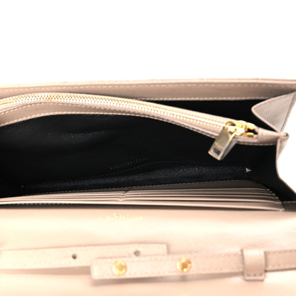 Saint Laurent Grain De Poudre Matelasse Chevron Monogram Chain Wallet Dark Beige 6 of 12