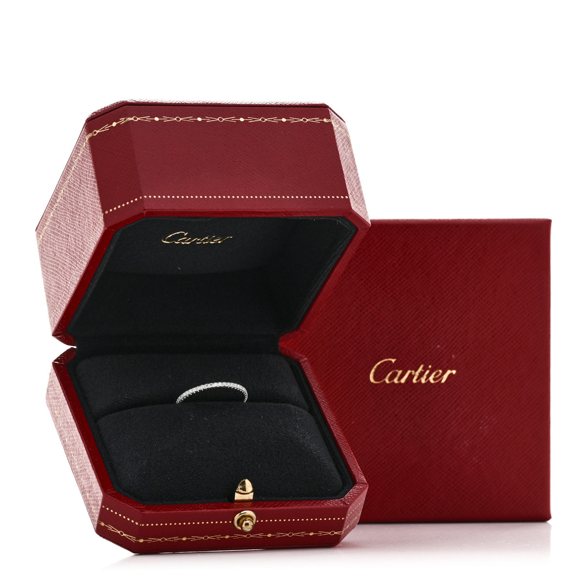 18K White Gold Diamond 1.5mm Etincelle de Cartier Wedding Band Ring 53 6.5