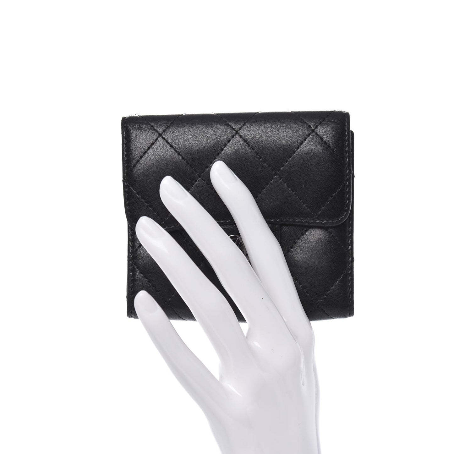 Lambskin Quilted Double Sided Wallet Black