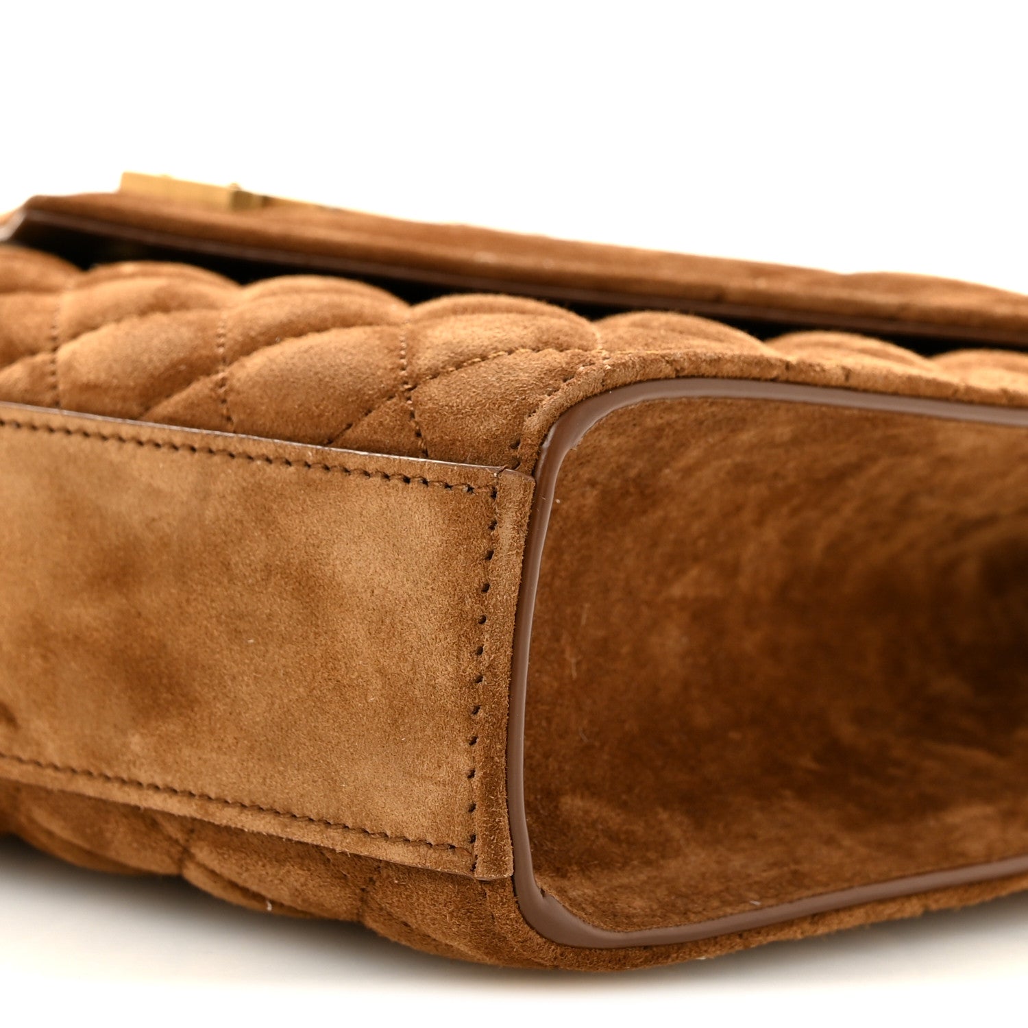 Saint Laurent Suede Mixed Matelasse Triquilt Medium Monogram Envelope Satchel Bark Brown 10 of 11