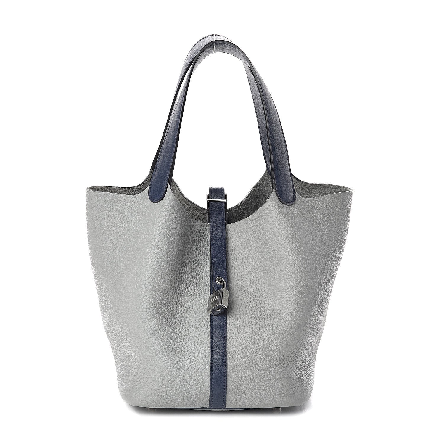 Hermes Taurillon Clemence Swift Picotin Lock 22 MM Gris Perle Bleu Saphir 1 of 9