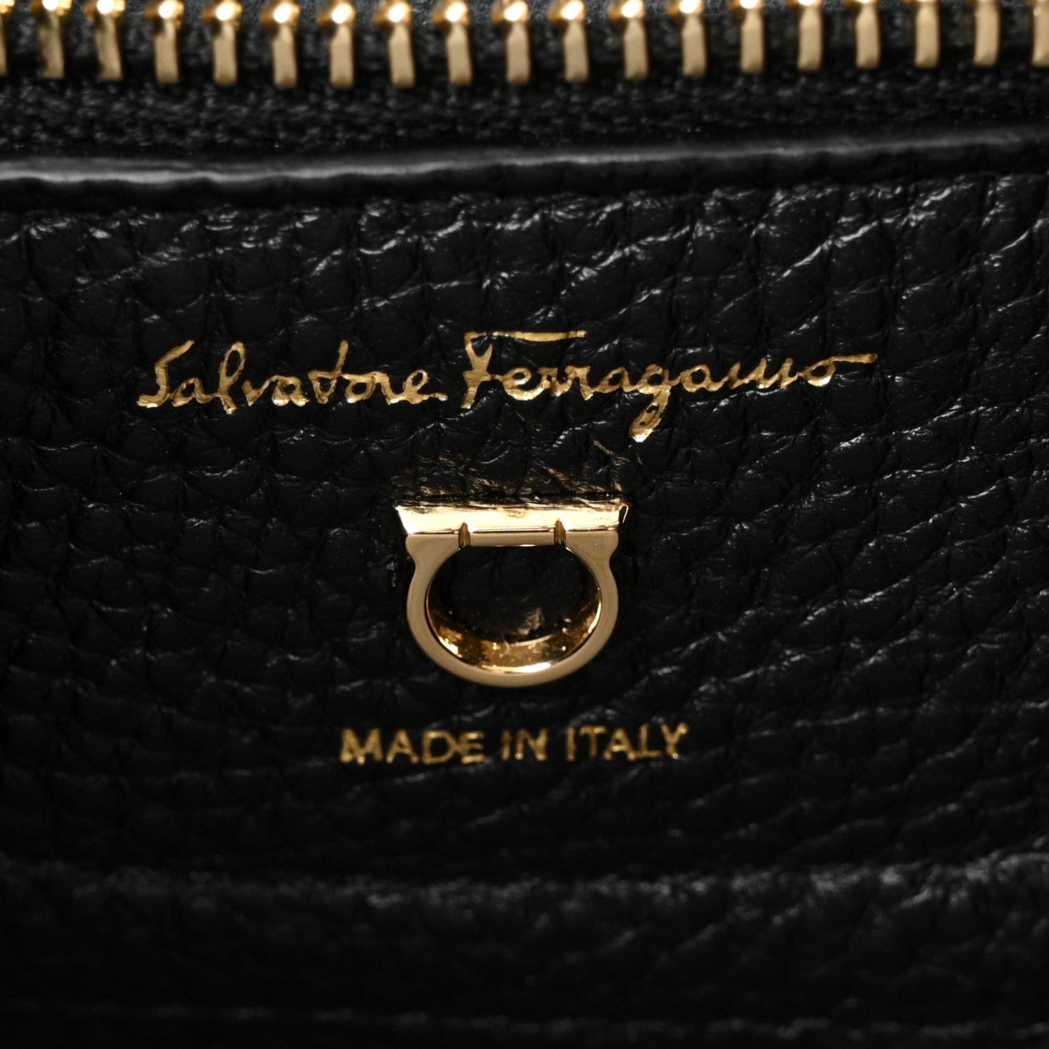 Salvatore Ferragamo Hammered Calfskin Double Handle Small Amy Tote Black 6 of 11