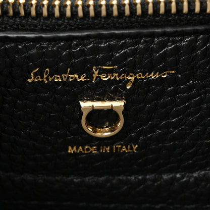 Salvatore Ferragamo Hammered Calfskin Double Handle Small Amy Tote Black 6 of 11
