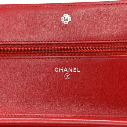 Chanel Lambskin Quilted Boy Wallet On Chain WOC Red 6 of 11