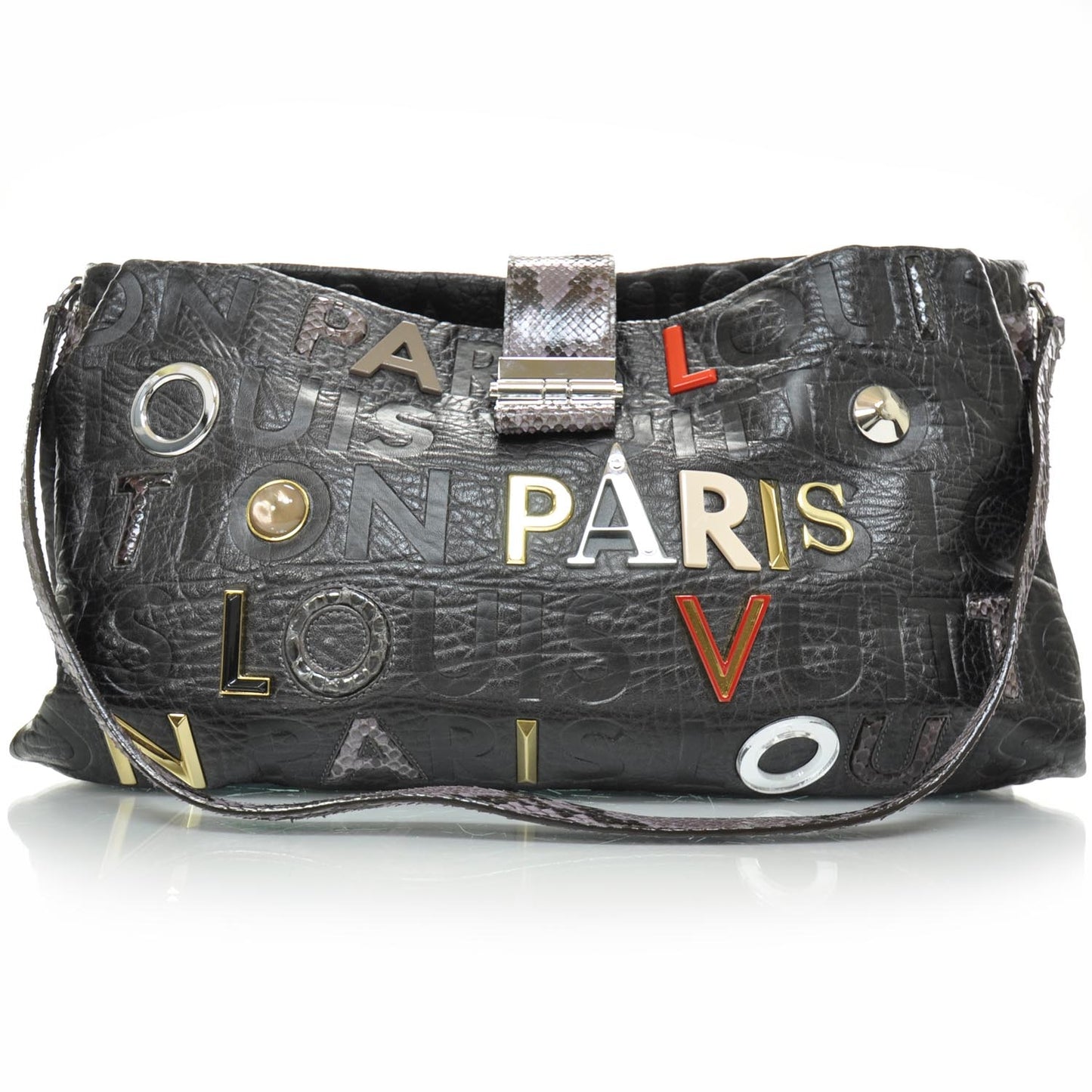 Python Lambskin Monogram Collage Lutece Grey