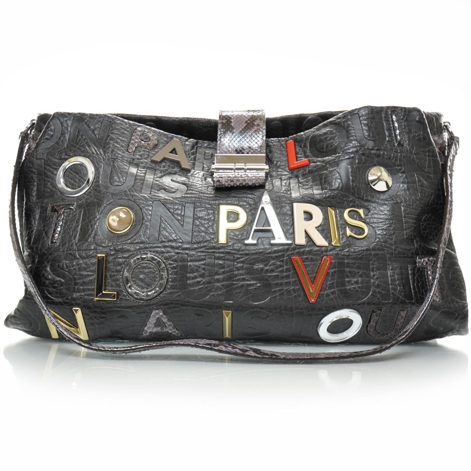 Louis Vuitton Python Lambskin Monogram Collage Lutece Grey 1 of 4