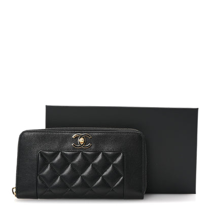 Chanel Sheepskin Quilted Large Gusset Mademoiselle Vintage Zip Around Wallet Black 9 of 9
