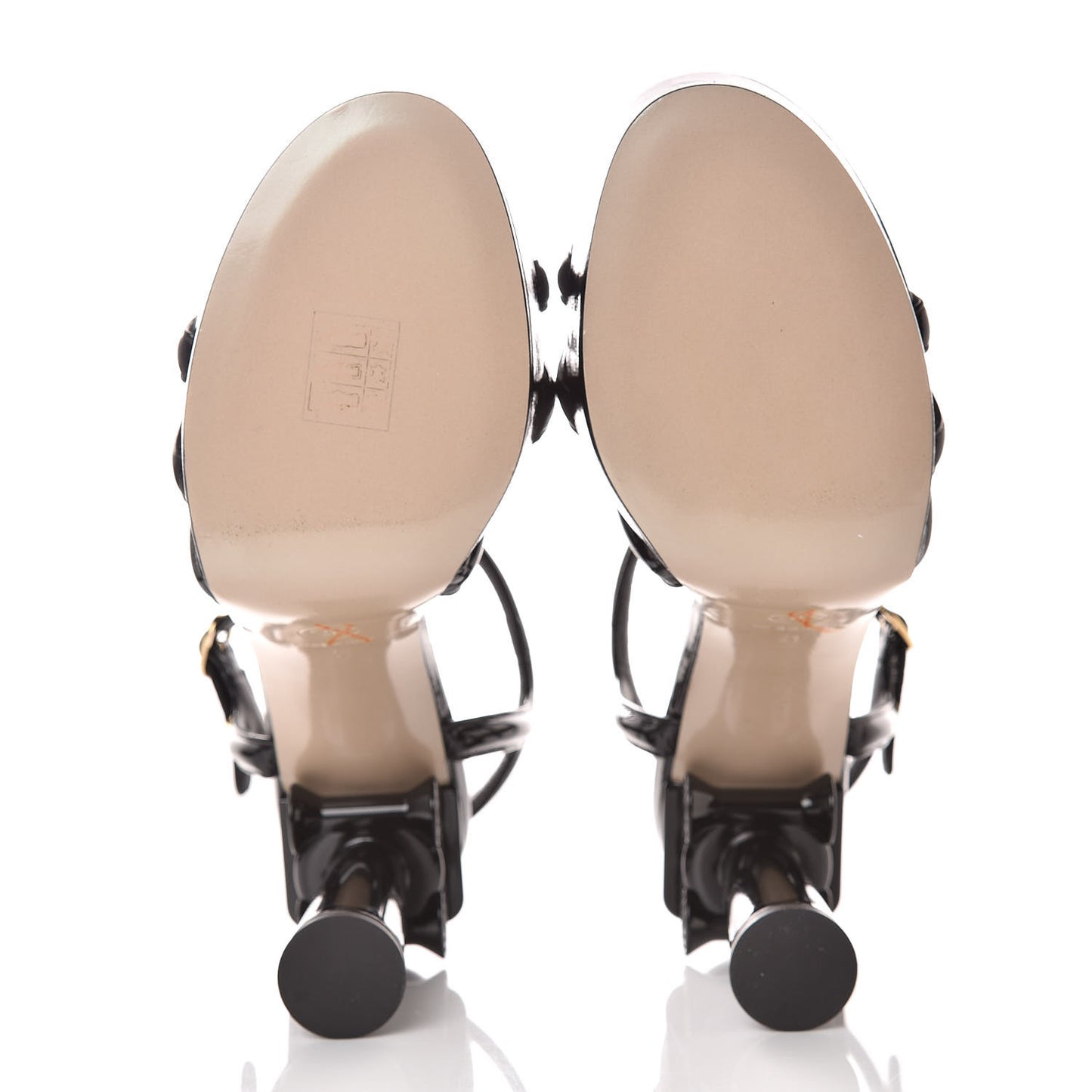 Patent Crumpled Calfskin Parthenon Platform Sandals 41 Black