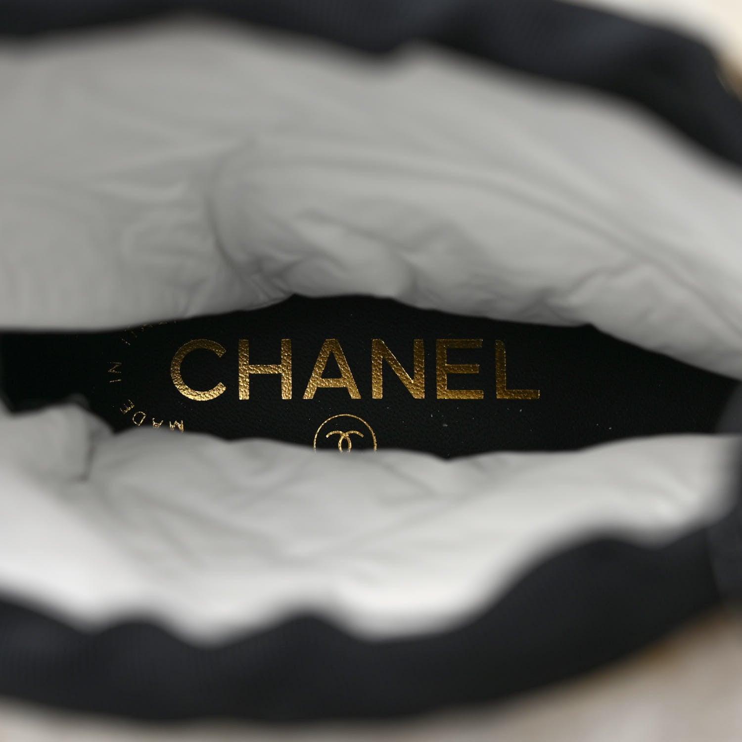 Chanel Patent Shearling Chain Boots 37.5 Black White 8 of 8