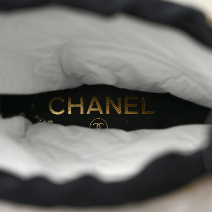 Chanel Patent Shearling Chain Boots 37.5 Black White 8 of 8