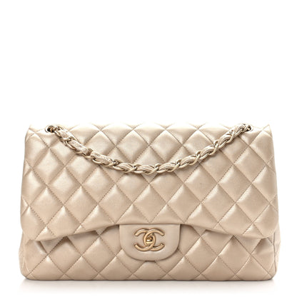 Chanel Metallic Lambskin Quilted Jumbo Double Flap Gold 1 of 11