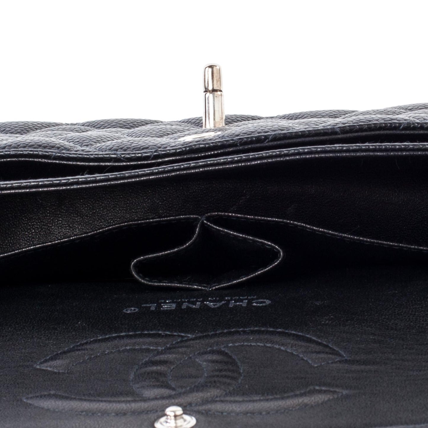 Caviar Quilted Medium Double Flap Black