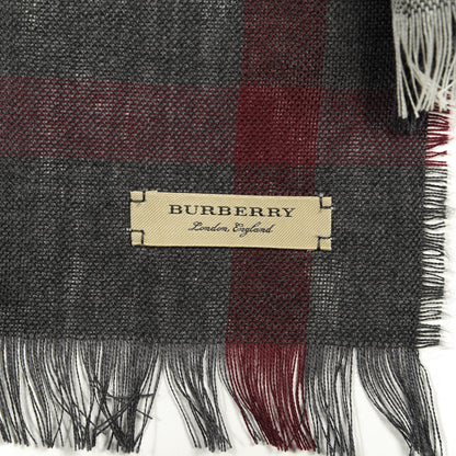 Burberry Wool Cashmere Check Lightweight Scarf Black 3 of 4