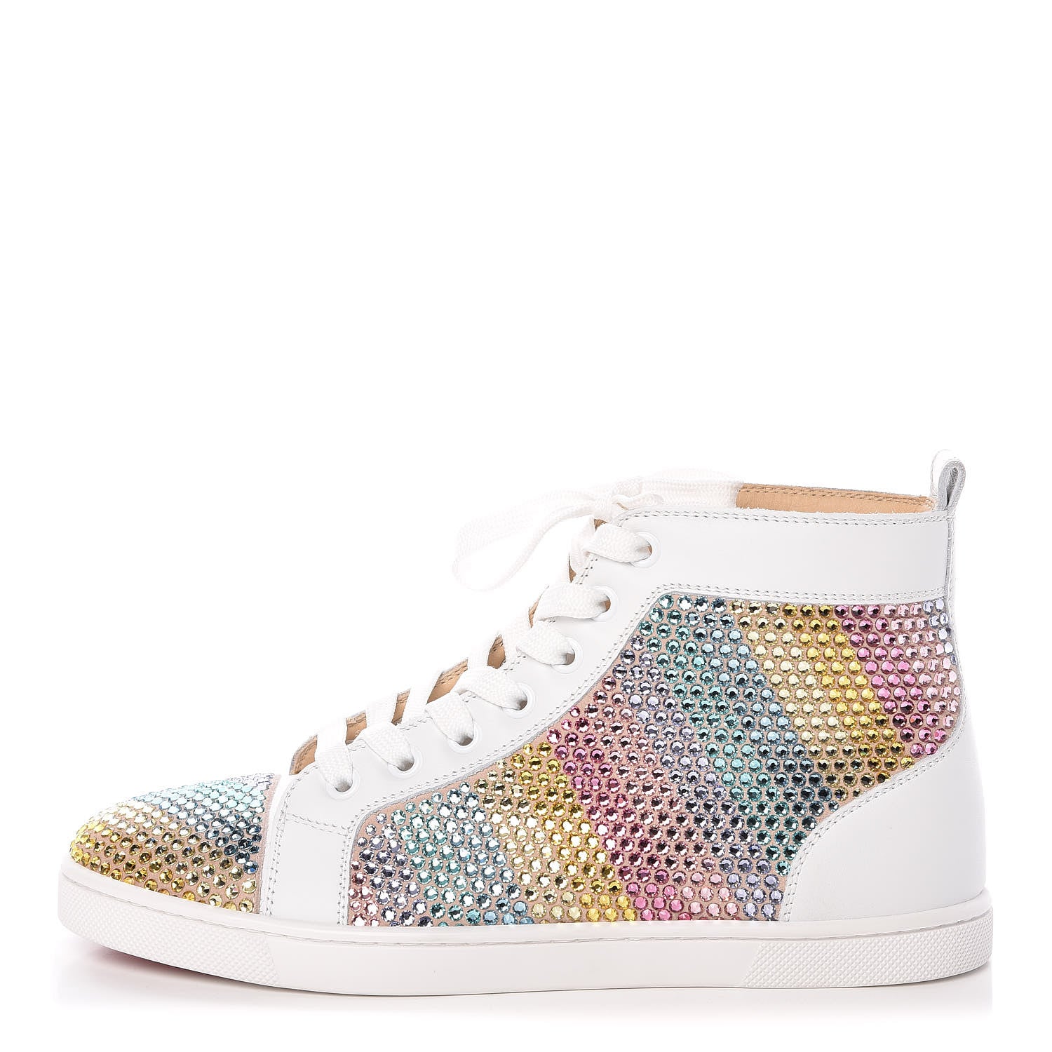 Christian Louboutin Veau Velours Calfskin Crystal Womens Rainbowbip Flat Sneakers 36 Version Multi 1 of 14
