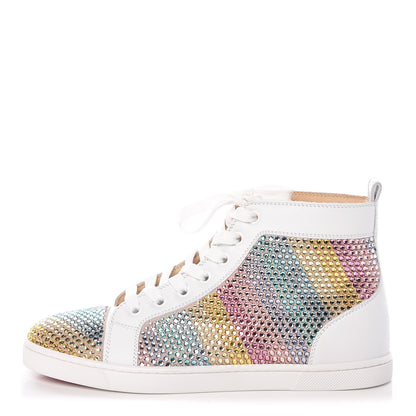 Christian Louboutin Veau Velours Calfskin Crystal Womens Rainbowbip Flat Sneakers 36 Version Multi 1 of 14