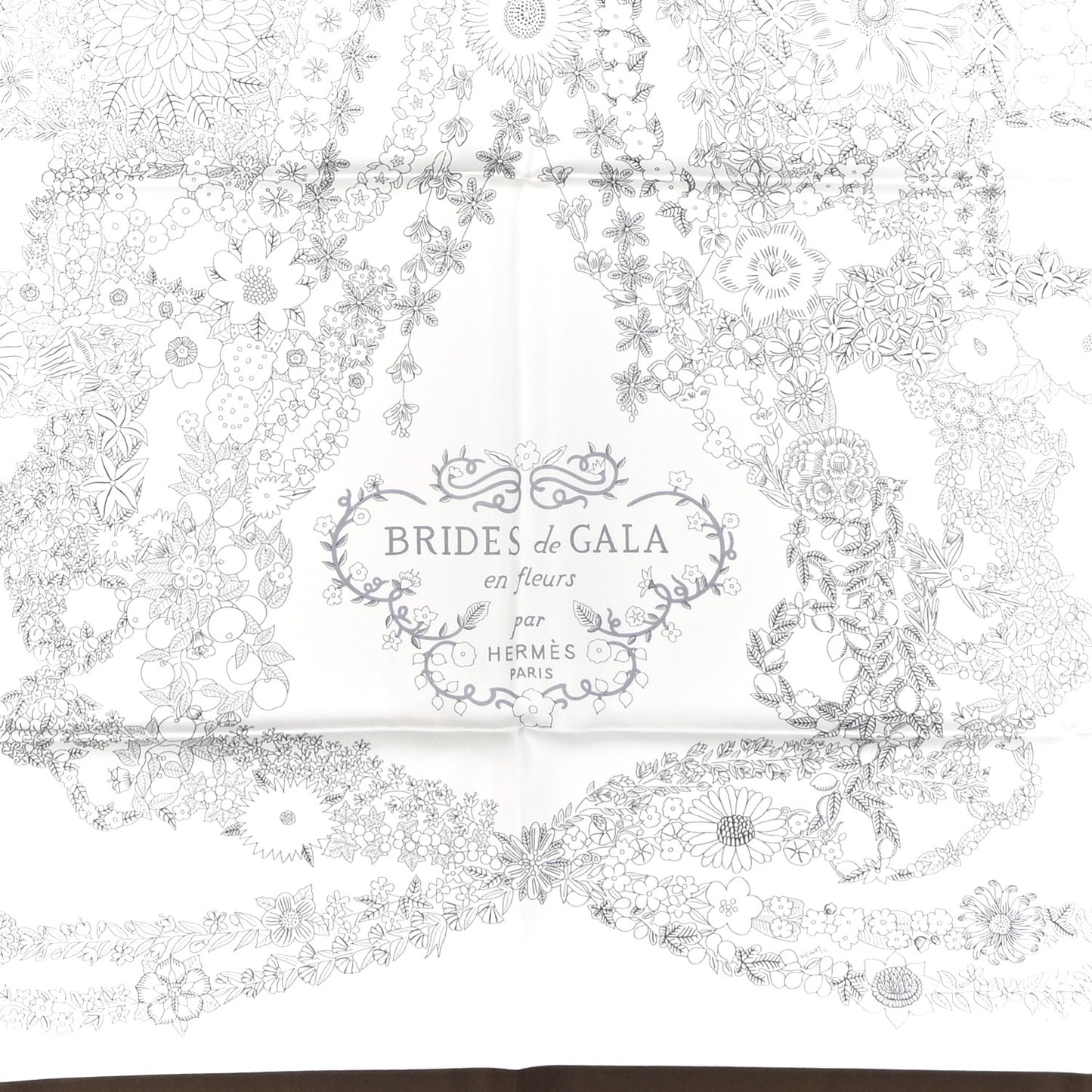 Silk Brides De Gala En Fleurs Scarf 90 Ebene White Gris Anthracite