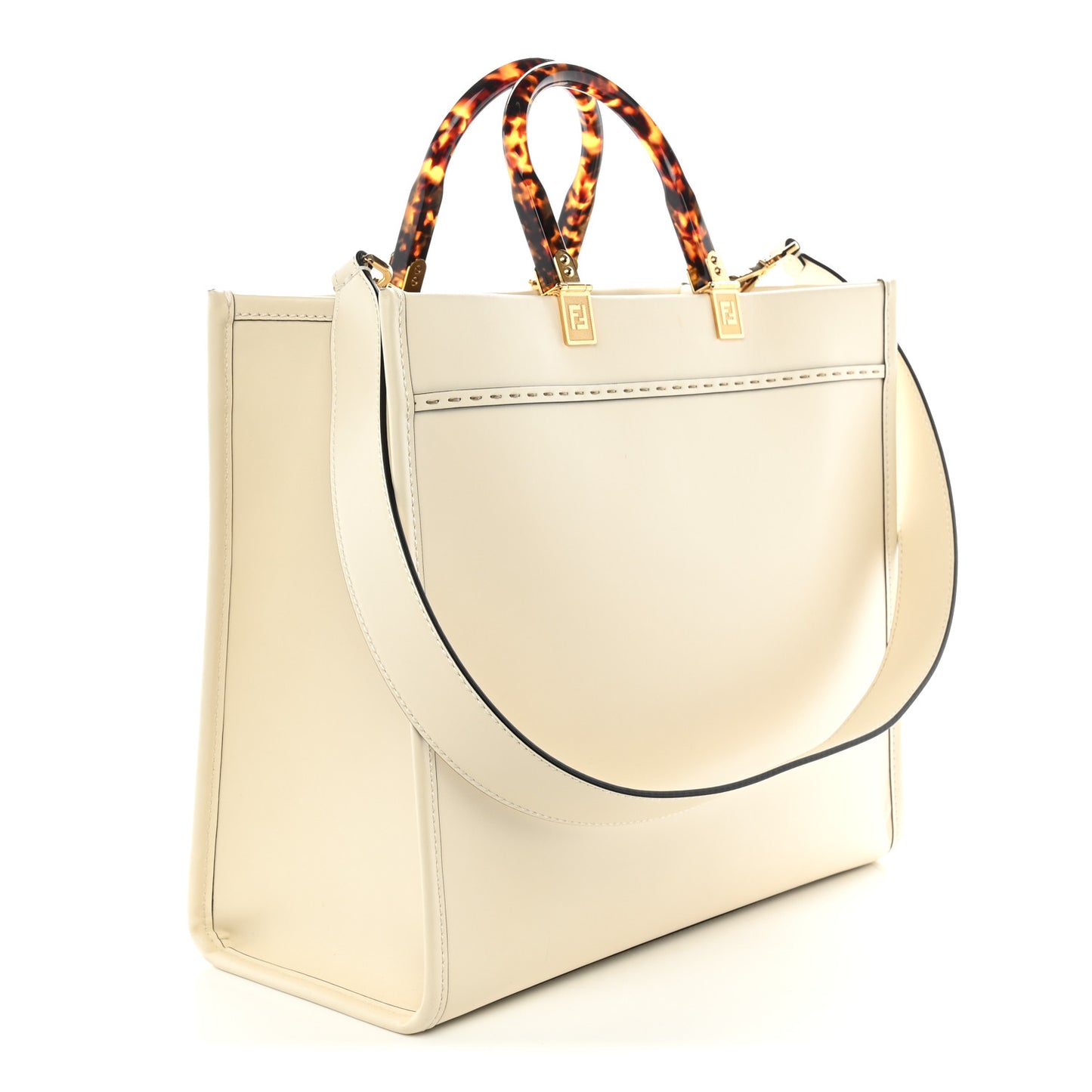 Vitello King Plexiglass Medium Fendi Sunshine Shopper Tote White Ice