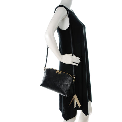Burberry Signature Grain Calfskin Check Embossed Small Chichester Crossbody Clutch Bag Black 2 of 8