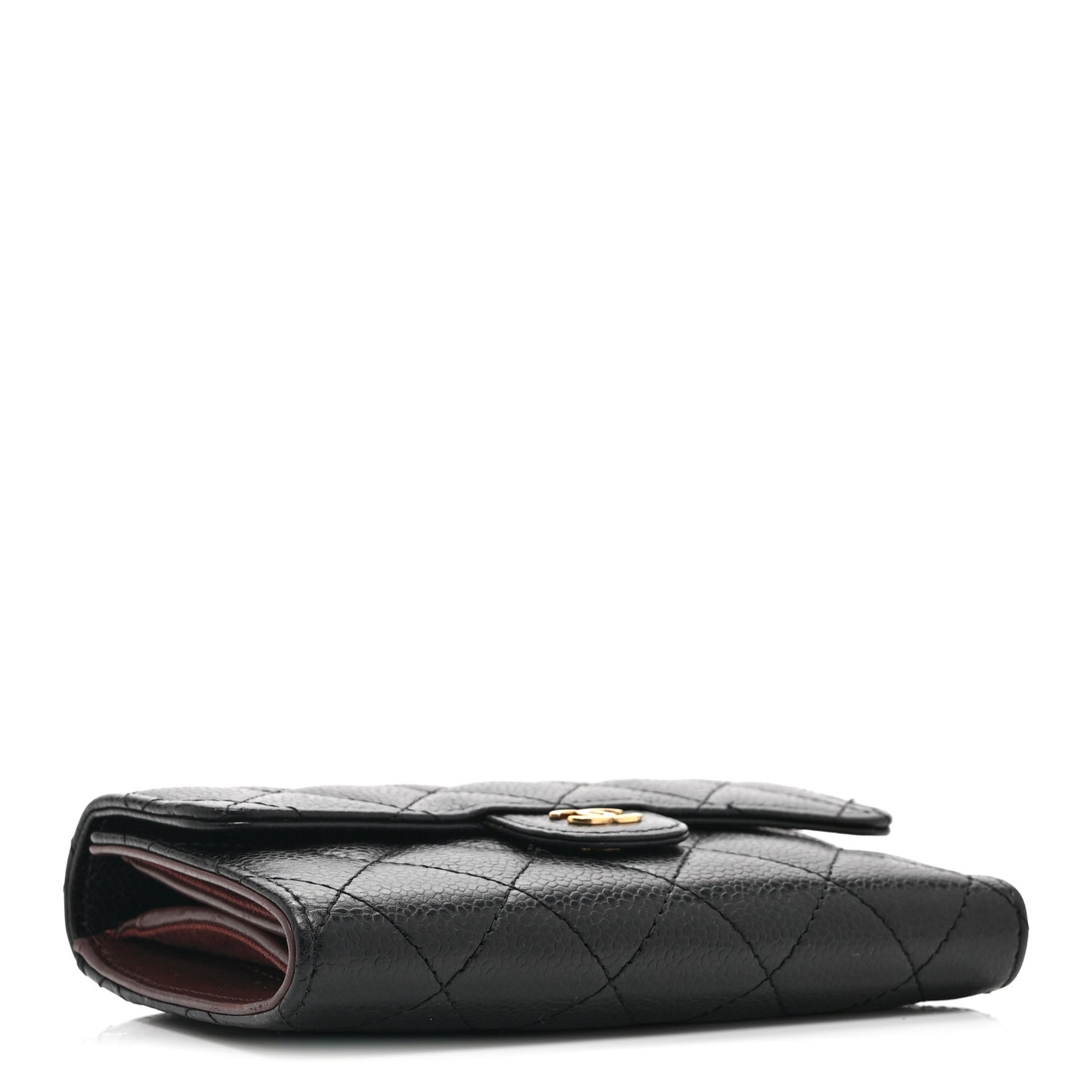 Caviar Quilted Medium Flap Wallet Black