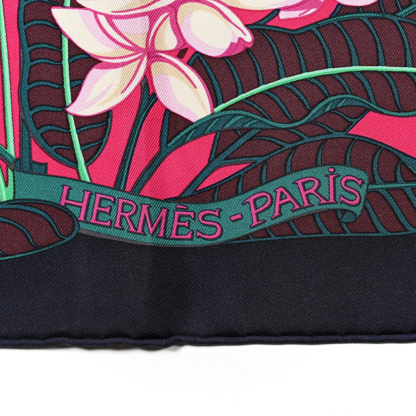 Silk Flamingo Party Scarf 90 Caban Vert Rose Vif