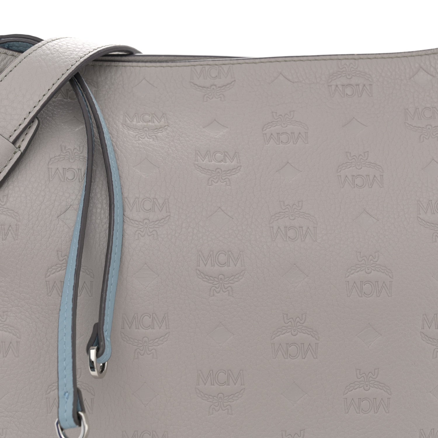 MCM Calfskin Ottomar Monogram Klara Medium Hobo Dove Grey 8 of 12