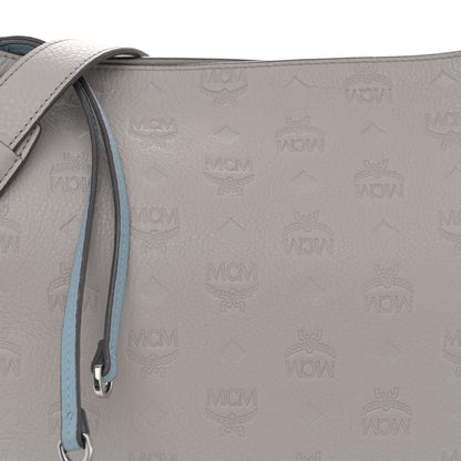 MCM Calfskin Ottomar Monogram Klara Medium Hobo Dove Grey 8 of 12