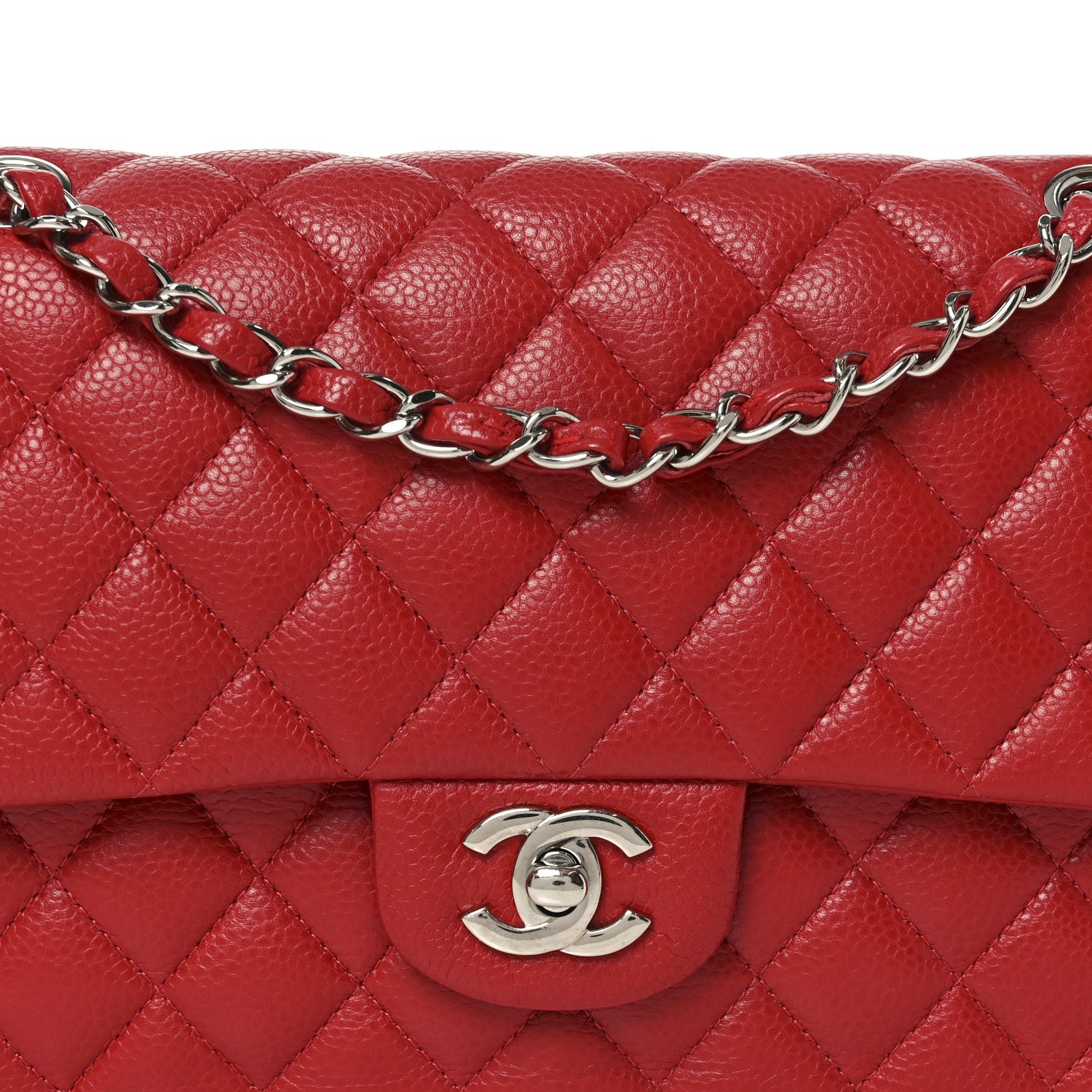 Chanel Caviar Quilted Medium Double Flap Red 8 of 10