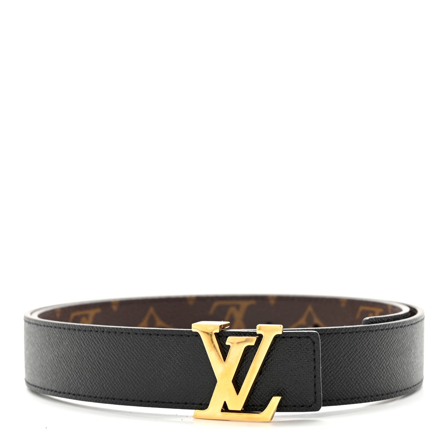 Calfskin Monogram 30mm LV Initiales Reversible Belt 85 34 Black
