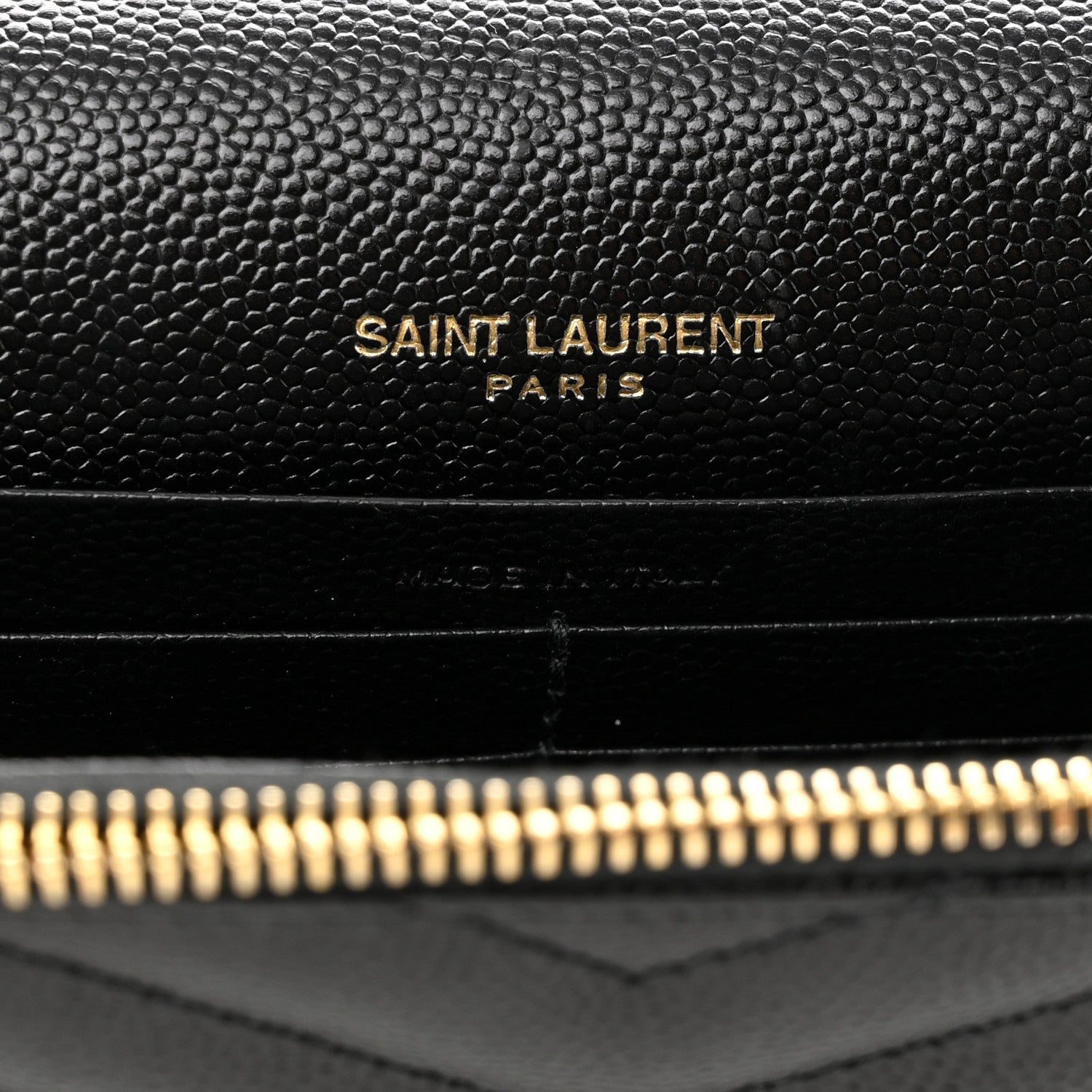 Saint Laurent Grain De Poudre Matelasse Chevron Monogram Envelope Chain Wallet Black 6 of 11