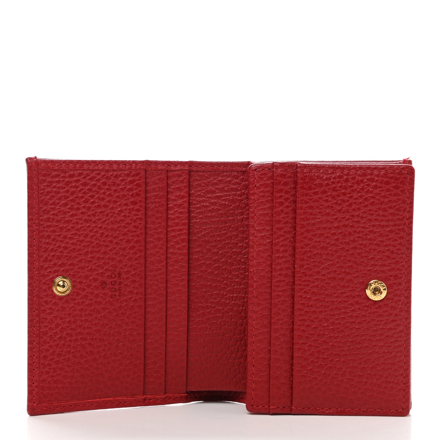Pebbled Calfskin GG Marmont Card Case Hibiscus Red