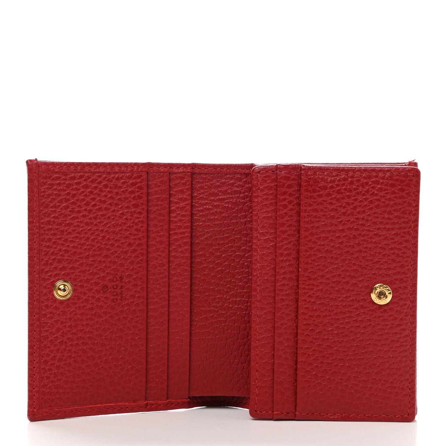Gucci Pebbled Calfskin GG Marmont Card Case Hibiscus Red 5 of 7