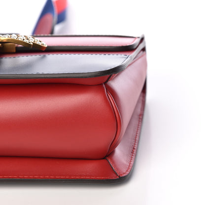 Gucci Calfskin Sylvie Web Queen Margaret Shoulder Bag Blue Agata Hibiscus Red Mystic White 9 of 14