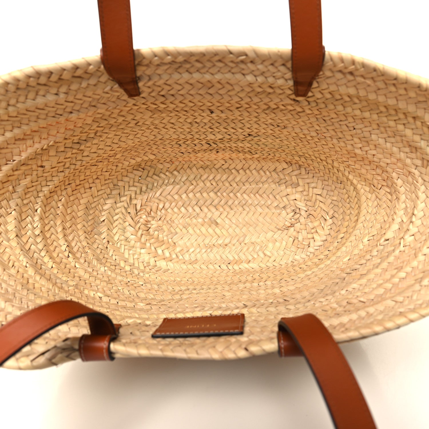 Celine Raffia Calfskin Triomphe Medium Panier Tan 5 of 10