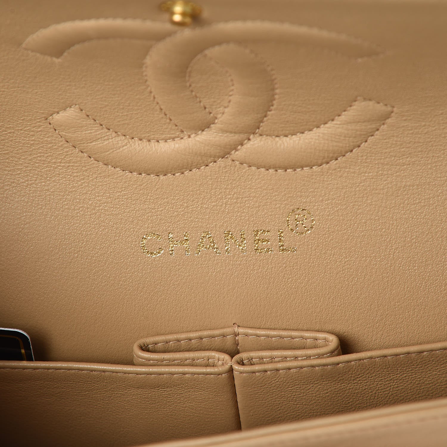Chanel Lambskin Quilted Medium Double Flap Beige 8 of 9